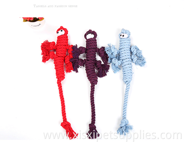 factory directly sell lizard shape rope dog dental toy ready to ship pet toy